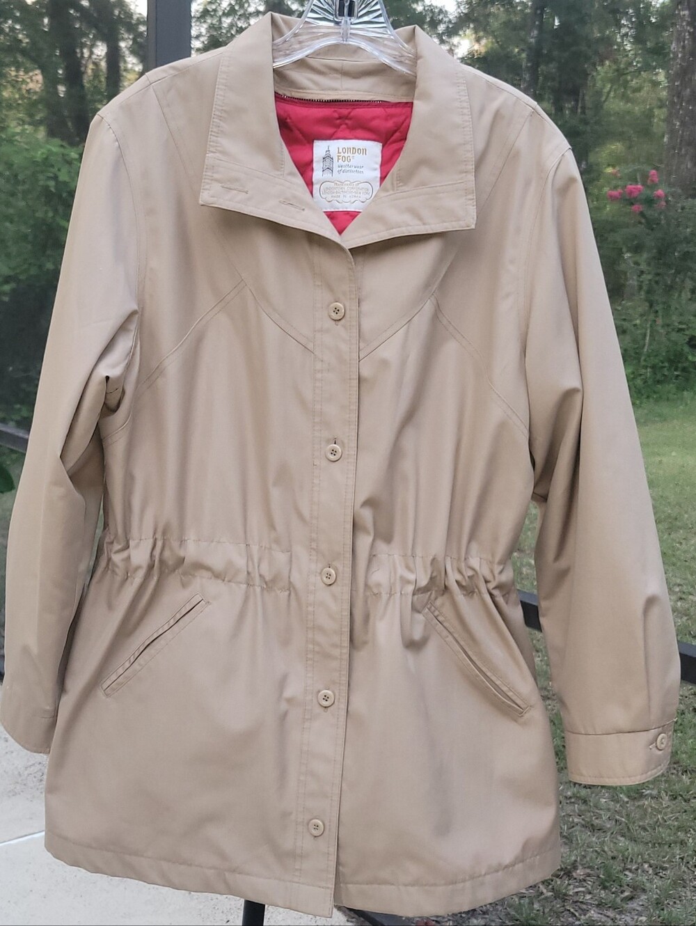 Vintage London Fog Trench Coat Womens 16 Tan Zip Out Thinsulate Liner Removable